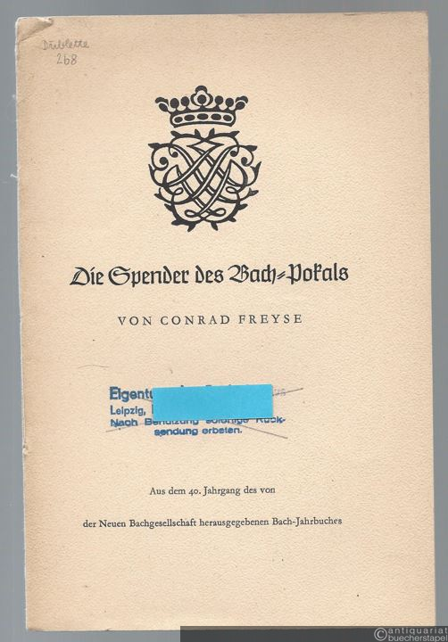  - Die Spender des Bach-Pokals [Sonderdruck].