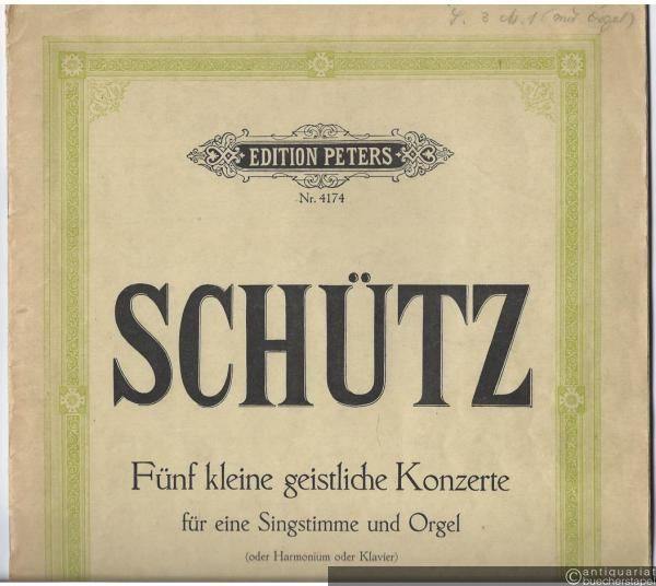  - Fünf kleine geistliche Konzerte für eine Singstimme und Orgel (Harmonium oder Klavier) (= Edition Peters, Nr. 4174).