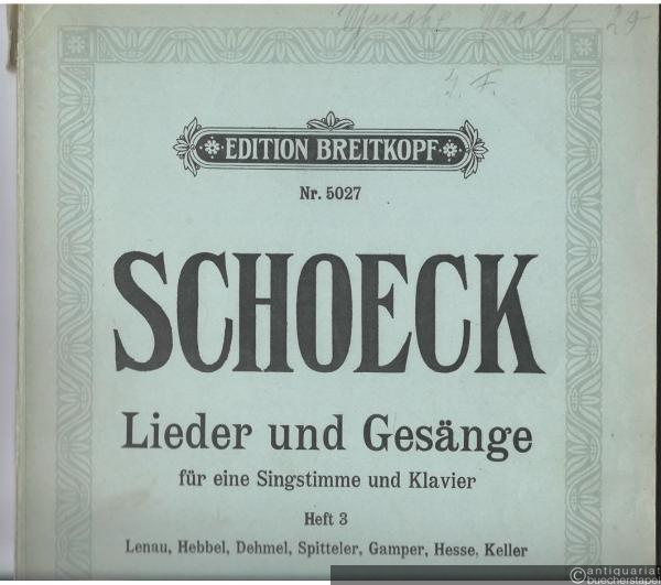  - Lieder und Gesänge für eine Singstimme und Klavier, Heft 3: Lieder nach Gedichten von Lenau, Hebbel, Dehmel, Spitteler, Gamper, Hesse und Keller (= Edition Breitkopf, Nr. 5027).