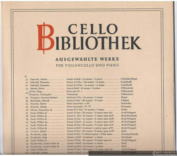 - Sonate G-Dur für Violoncello und Piano (= Cello-Bibliothek 55).