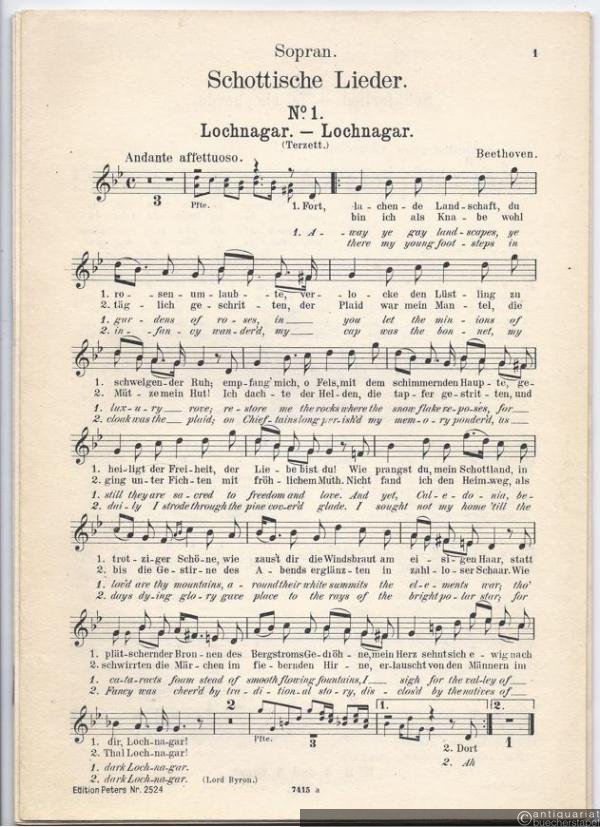  - Schottische Lieder (= Edition Peters, Nr. 2524). SATB.