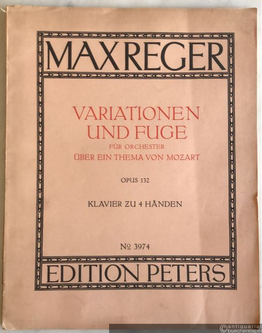  - Variationen und Fuge für Orchester über ein Thema von Mozart, Opus 132 (= Edition Peters, No. 3974). Klavier zu 4 Händen.