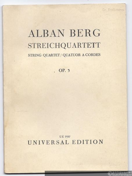  - Streichquartett / String quartet / Quatuor à cordes, Op. 3 (= Universal Edition UE 7537) [Taschenpartitur].