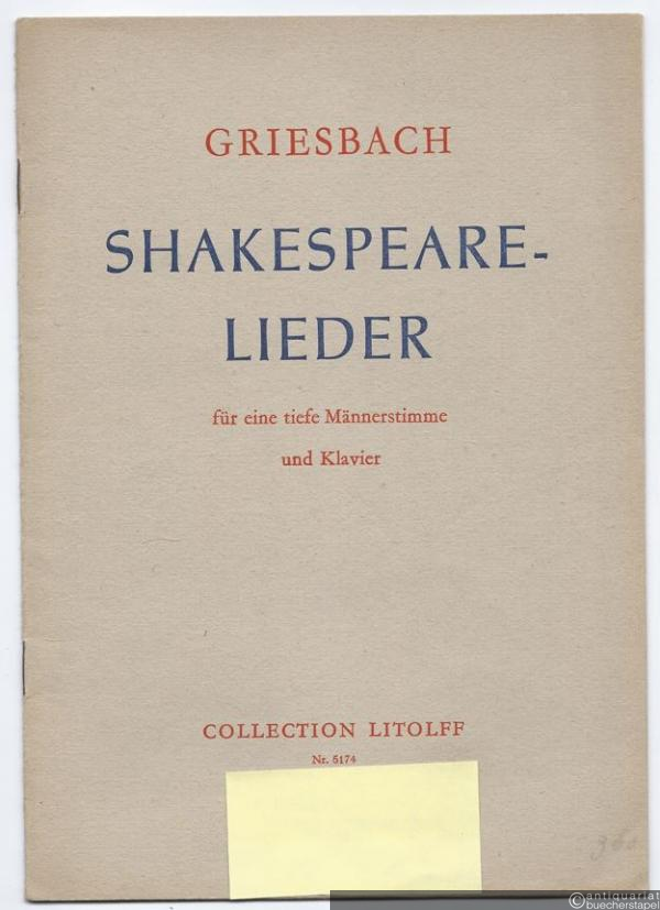  - Shakespeare-Lieder für eine tiefe Männerstimme und Klavier (= Collection Litolff, Nr. 5174).