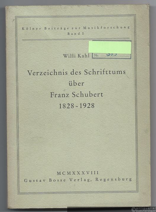  - Verzeichnis des Schrifttums über Franz Schubert 1828 - 1928.