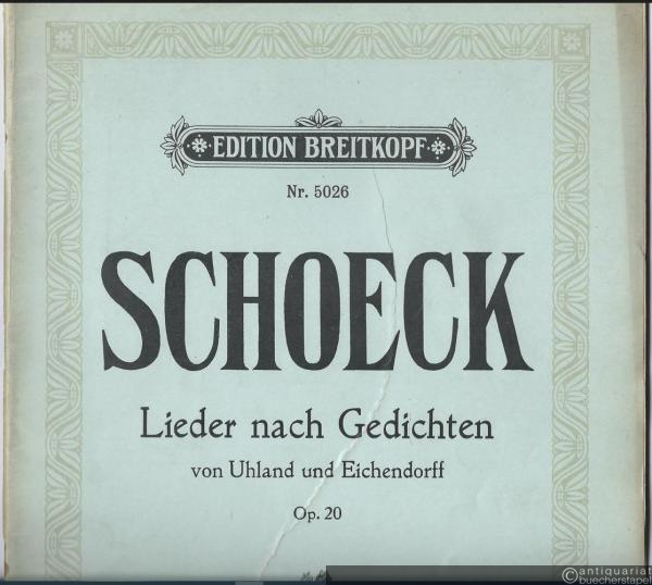  - Lieder und Gesänge für eine Singstimme und Klavier, Op. 20: Lieder nach Gedichten von Uhland und Eichendorff (= Edition Breitkopf, Nr. 5026).