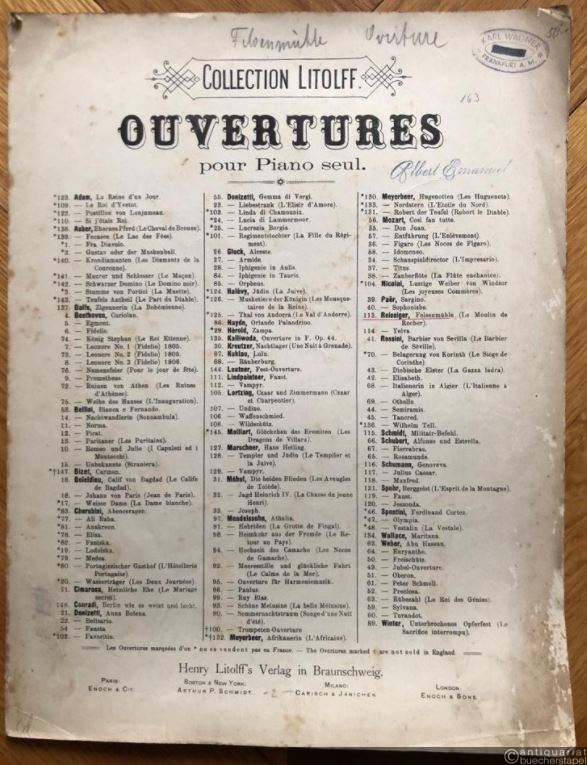  - Die Felsenmühle. Ouverture (= Collection Litolff. Ouvertures pour piano seul, No. 113).
