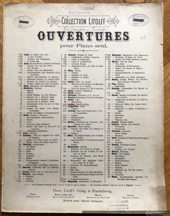  - Fest-Ouverture, Op. 42 (= Collection Litolff. Ouvertures pour piano seul, No. 144).