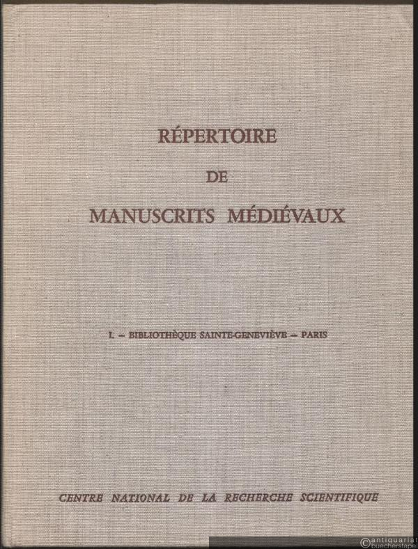  - Repertoire de manuscrits medievaux contenant des notations musicales. I: Bibliotheque Sainte-Genevieve - Paris (= Ecole pratique des hautes-etudes Sorbonne - IVe section: Sciences historiques et philologiques).