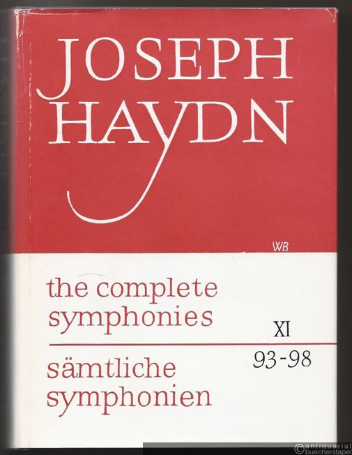  - Symphonien XI (93 - 98) (= Joseph Haydn. Kritische Ausgabe sämtlicher Symphonien / Critical edition of the complete symphonies. Philharmonia No. 599). Partitur.