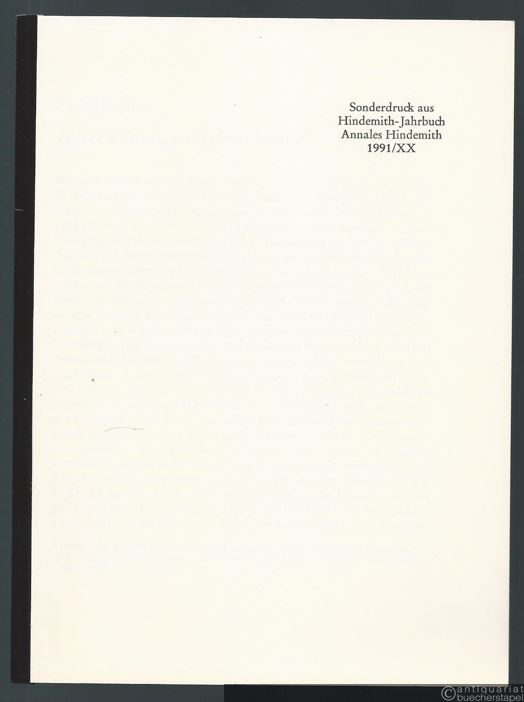  - Aufzeichnungen zu Hindemith.