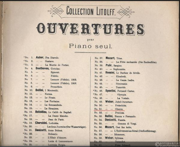  - Ouverture zur Oper "Oberon" (= Collection Litolff. Ouvertures pour piano seul, No. 51).