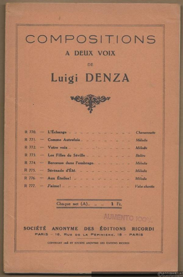  - Serenade d'ete. Melodie (= Compositions a deux voix de Luigi Denza, R. 775) [Partitur].