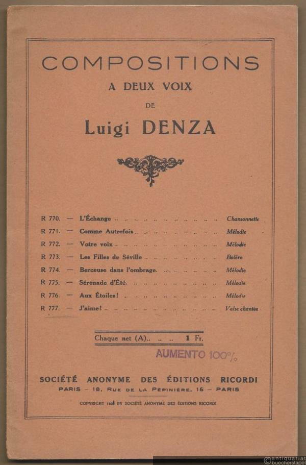  - J'aime. Valse chantee (= Compositions a deux voix de Luigi Denza, R. 777) [Partitur].