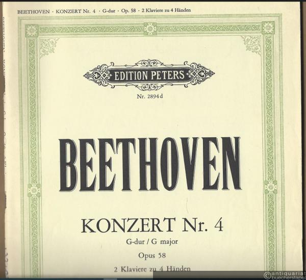  - Konzert Nr. 4 für Klavier und Orchester Opus 58 G-Dur (= Edition Peters, Nr. 2894d). 2 Klavier zu 4 Händen.