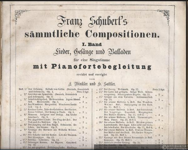  - Der Wanderer. Morgenlied. Wanderers Nachtlied, Op. 4 (= Franz Schubert's sämmtliche Compositionen. I. Band: Lieder, Gesänge und Balladen für eine Singstimme mit Pianofortebegleitung revidirt und corrigirt von L. Winkler und H. Sattler, Heft 4).