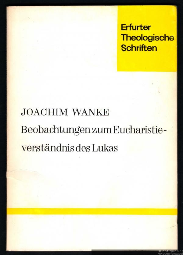  - Beobachtungen zum Eucharistieverständnis des Lukas auf Grund der lukanischen Mahlberichte (= Erfurter Theologische Schriften, hrsg. v. E. Kleineidam, H. Schürmann und W. Ernst).