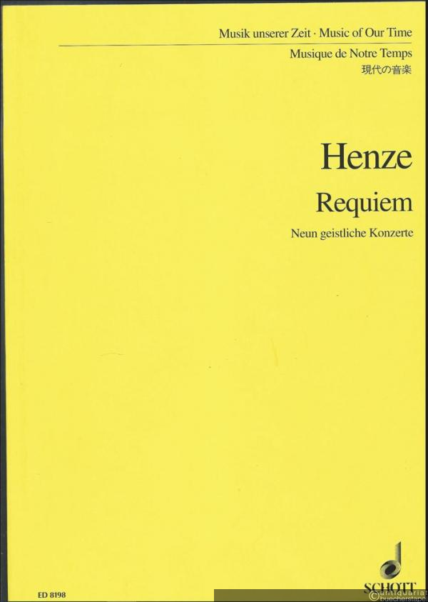  - Requiem. Neun geistliche Konzerte für Klavier solo, konzertierende Trompete und großes Kammerorchester (1990-92) (= Musik unserer Zeit / Music of our time, Nr. 8198). Studienpartitur / Study score.