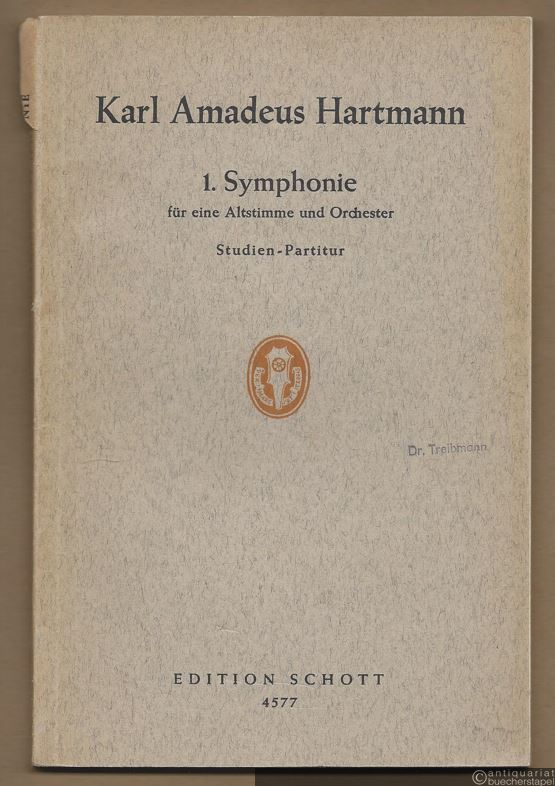  - 1. Symphonie (Versuch eines Requiems) nach Worten von Walt Whitman für eine Altstimme und Orchester (= Edition Schott, Nr. 4577). Studien-Partitur.