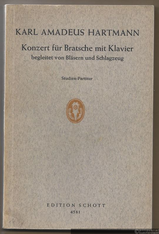  - Konzert für Bratsche mit Klavier begleitet von Bläsern und Schlagzeug (= Edition Schott, Nr. 4581). Studien-Partitur.