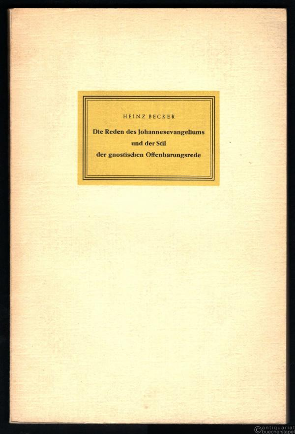  - Die Reden des Johannesevangeliums und der Stil der gnostischen Offenbarungsrede (= Forschungen zur Religion und Literatur des Alten und Neuen Testaments, hrsg. v. D. Rudolf Bultmann, Neue Folge, 50. Heft, der ganzen Reihe 68. Heft).