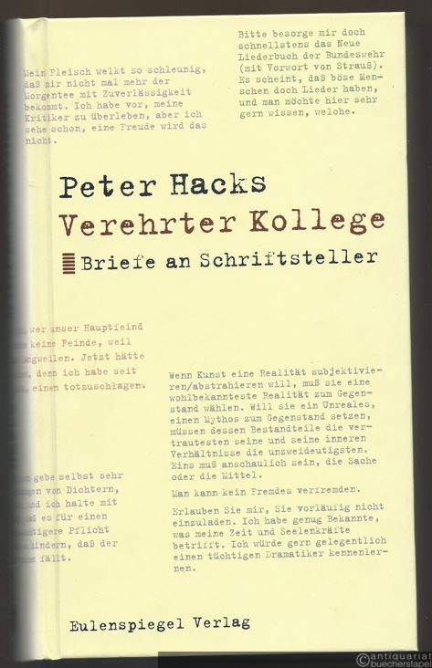  - Verehrter Kollege. Briefe an Schriftsteller.