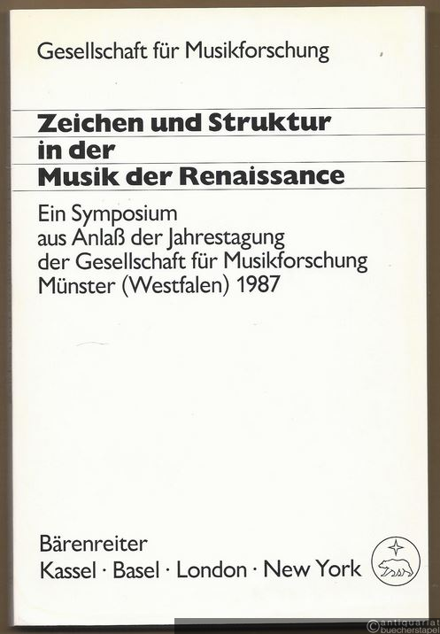  - Zeichen und Struktur in der Musik der Renaissance. Ein Symposium aus Anlaß der Jahrestagung der Gesellschaft für Musikforschung Münster (Westfalen) 1987 (= Musikwissenschaftliche Arbeiten, Nr. 28).