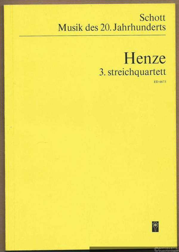  - 3. Streichquartett [für zwei Violinen, Viola und Violoncello] / 3rd string quartet [for two violins, viola and violoncello] (1976) (= Musik des 20. Jahrhunderts. Edition Schott, Nr. 6673). Studien-Partitur.