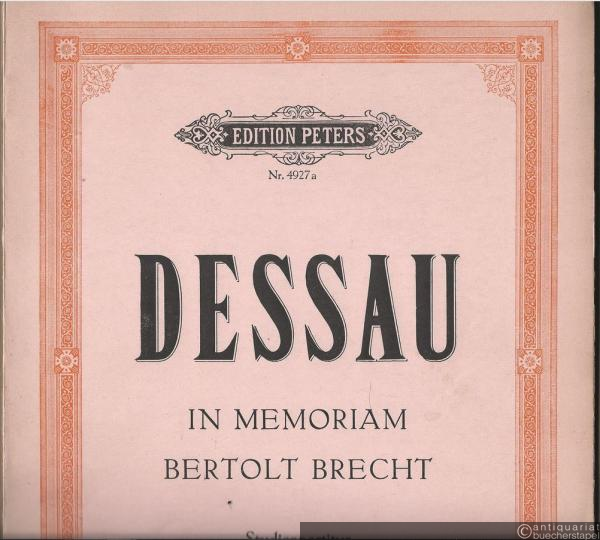  - In memoriam Bertolt Brecht für Orchester (1957) (= Edition Peters, Nr. 4927a). Studienpartitur.