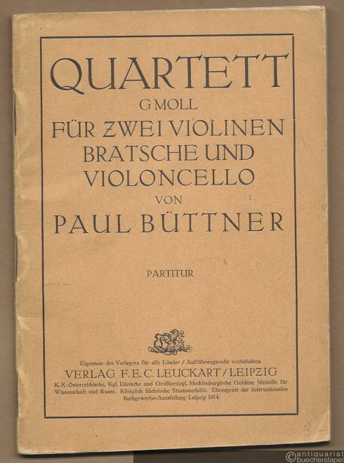  - Quartett g-Moll für zwei Violinen, Bratsche und Violoncello. Partitur.