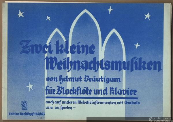  - Zwei kleine Weihnachtsmusiken für Blockflöte (C oder F) und Klavier auch auf anderen Melodieinstrumenten, mit Cembalo usw. zu spielen, Werk 3 (1937) (= Edition Breitkopf, Nr. 5683).