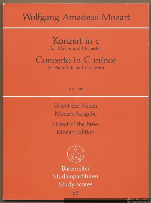  - Konzert in c für Klavier und Orchester. KV 491. Partitur. Urtext der Neuen Mozart-Ausgabe (= Bärenreiter Studienpartituren 63).