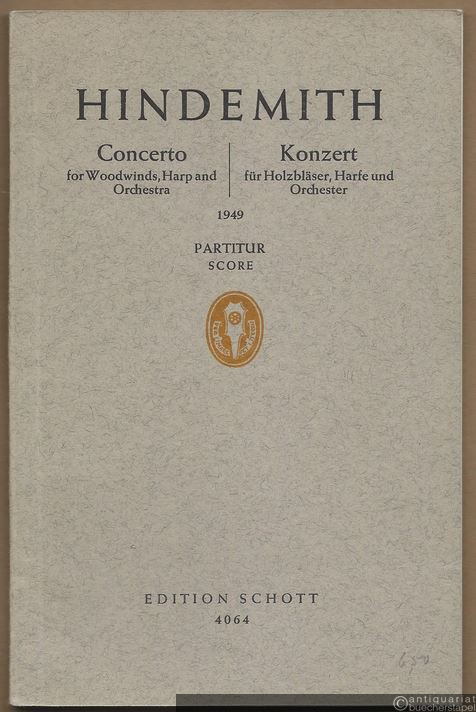  - Konzert für Holzbläser, Harfe und Orchester / Concerto for Woodwinds, Harp and Orchestra (1949) (= Edition Schott, Nr. 4064). Partitur / Score.