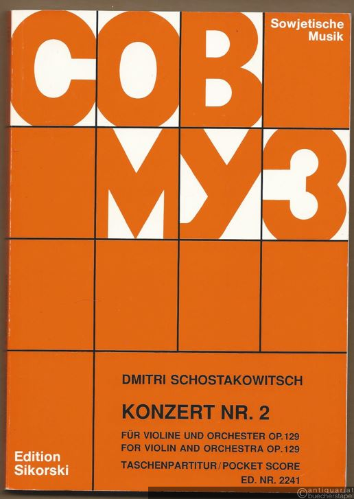  - Konzert Nr. 2 für Violine und Orchester / for Violin and Orchestra, Op. 129 (= Edition Sikorski, Nr. 2241. SOWMUZ). Taschenpartitur / Pocket score.