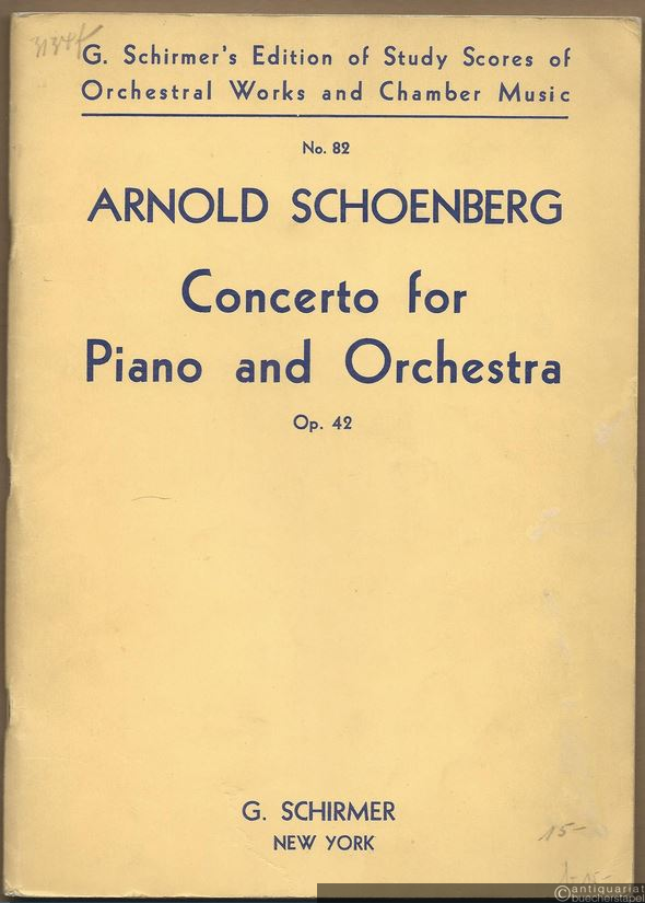  - Concerto for piano and orchestra, Op. 42 (= G. Schirmer's edition of study scores of orchestral works and chamber music, No. 82).