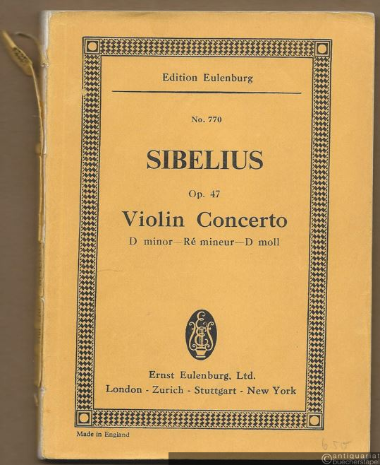  - Concerto D minor for violin and orchestra [Konzert d-Moll für Violine mit Orchester], Op. 47 (= Edition Eulenburg, No. 770).