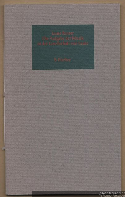  - Die Aufgabe der Musik in der Gesellschaft von heute. Vortrag, gehalten am 3. September 1985 in der Philharmonie zur Eröffnung der Berliner Festwochen.