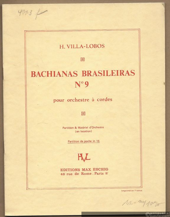  - Bachianas Brasileiras No. 9 pour orchestre a cordes. Partition de poche in 16.