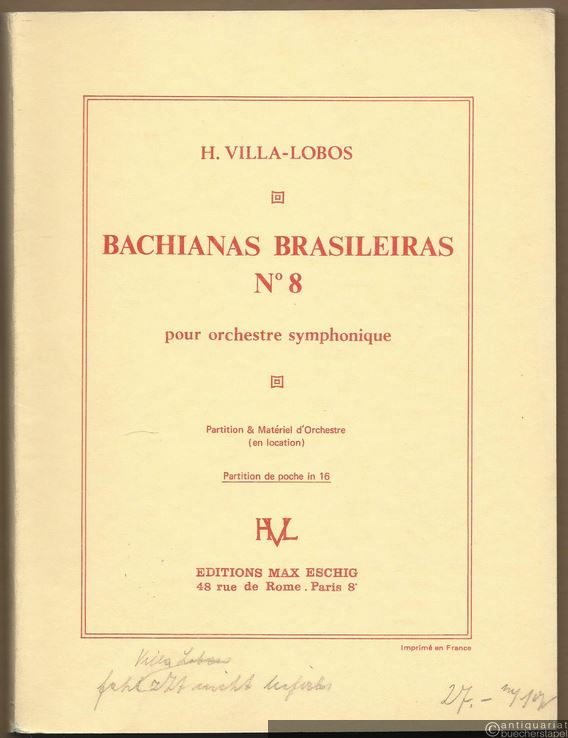  - Bachianas Brasileiras No. 8 pour orchestre symphonique. Partition de poche in 16.