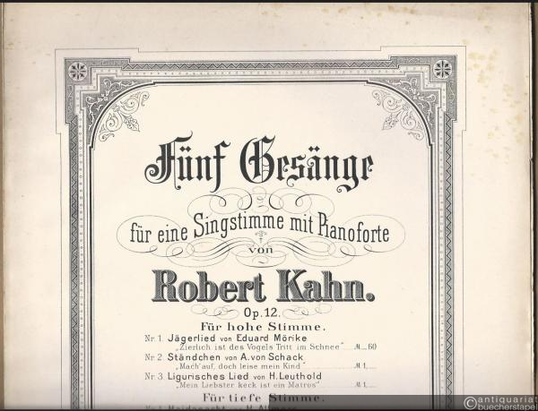  - Haidenacht "Wenn trüb das verlöschende letzte Roth" von H. Allmers (= Fünf Gesänge für eine Singstimme mit Pianoforte von Robert Kahn, Op. 12 Nr. 4). Für tiefe Stimme.