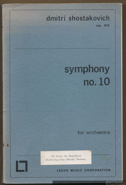  - Symphony No. 10 for orchestra (1953), Op. 93 [Studienpartitur].