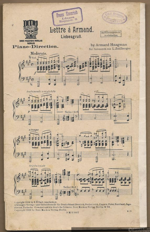  - Lettre a Armand. Liebesgruß. Salonorchester. 13 Stimmen.