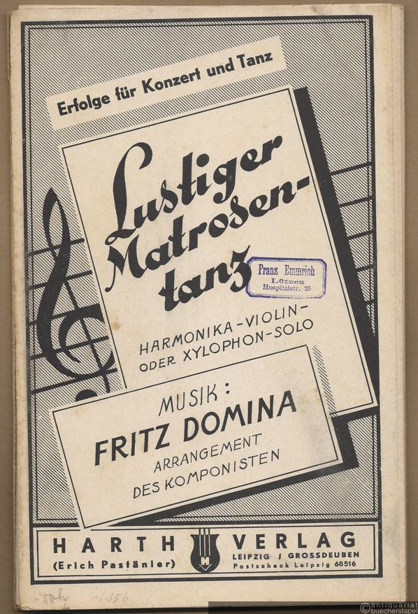  - Lustiger Matrosentanz. Harmonika-, Violin- oder Xylophon-Solo. Salonorchester. 15 Stimmen.