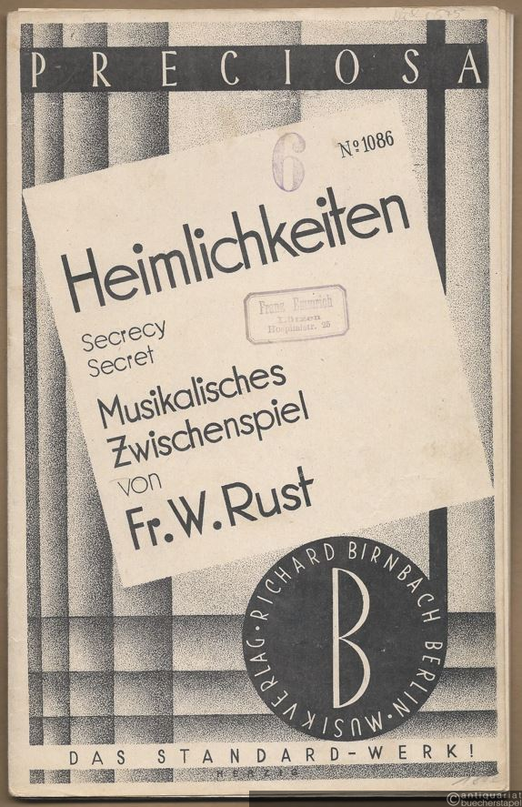  - Heimlichkeiten / Secrecy / Secret. Musikalisches Zwischenspiel (= Preciosa No. 1086). Salonorchester. 8 Stimmen.