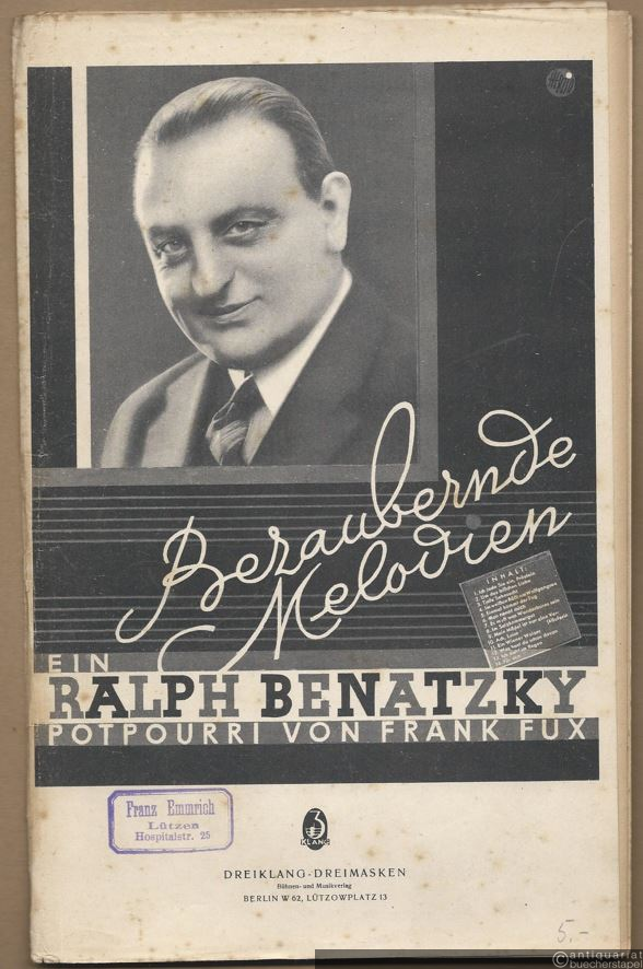 - Bezaubernde Melodien. Ein Ralph Benatzky Potpourri. Salonorchester. 20 Stimmen.