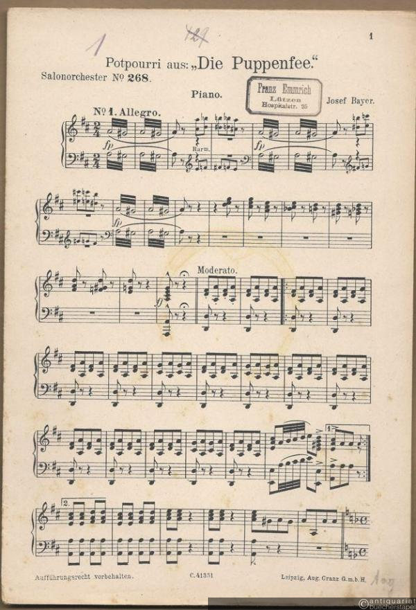  - Potpourri aus: Die Puppenfee (= Salonorchester No. 268). 12 Stimmen.
