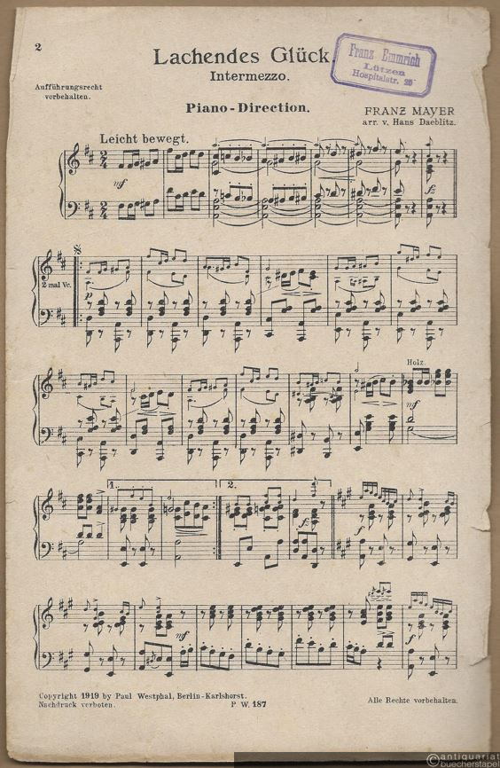  - Lachendes Glück. Intermezzo. Salonorchester. 13 Stimmen.