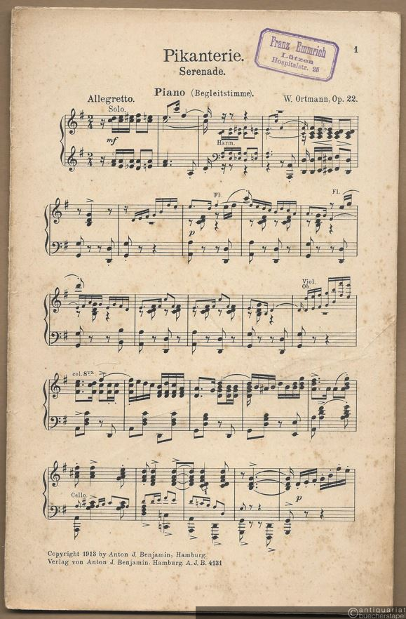  - Pikanterie, Op. 22. Serenade. Salonorchester. 13 Stimmen.