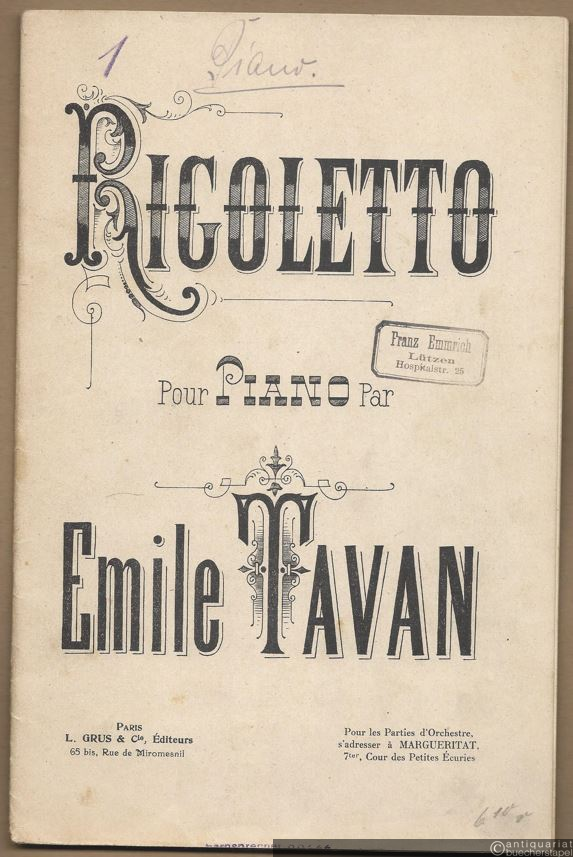  - Fantaisie sur Rigoletto, opera de G. Verdi. Salonorchester. 11 Stimmen.