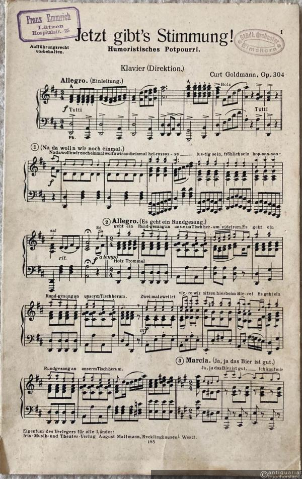 - Jetzt gibt's Stimmung! Op. 304. Humoristisches Potpourri. Salonorchester. 13 Stimmen.